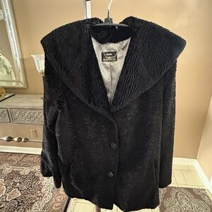 Dennis Basso black faux fur Persian lamb  jacket. ❣️